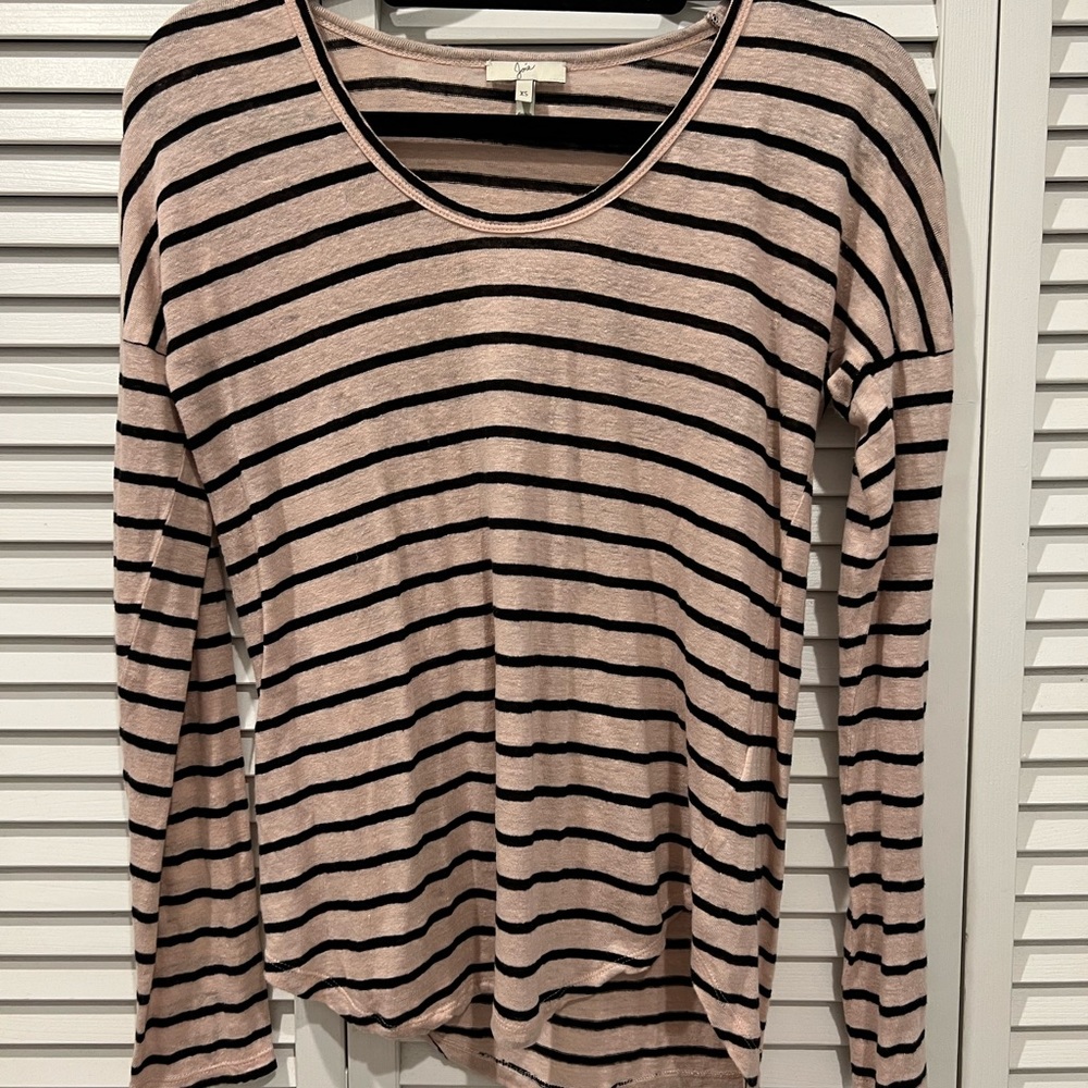 Joie Striped Linen Long Sleeve Top